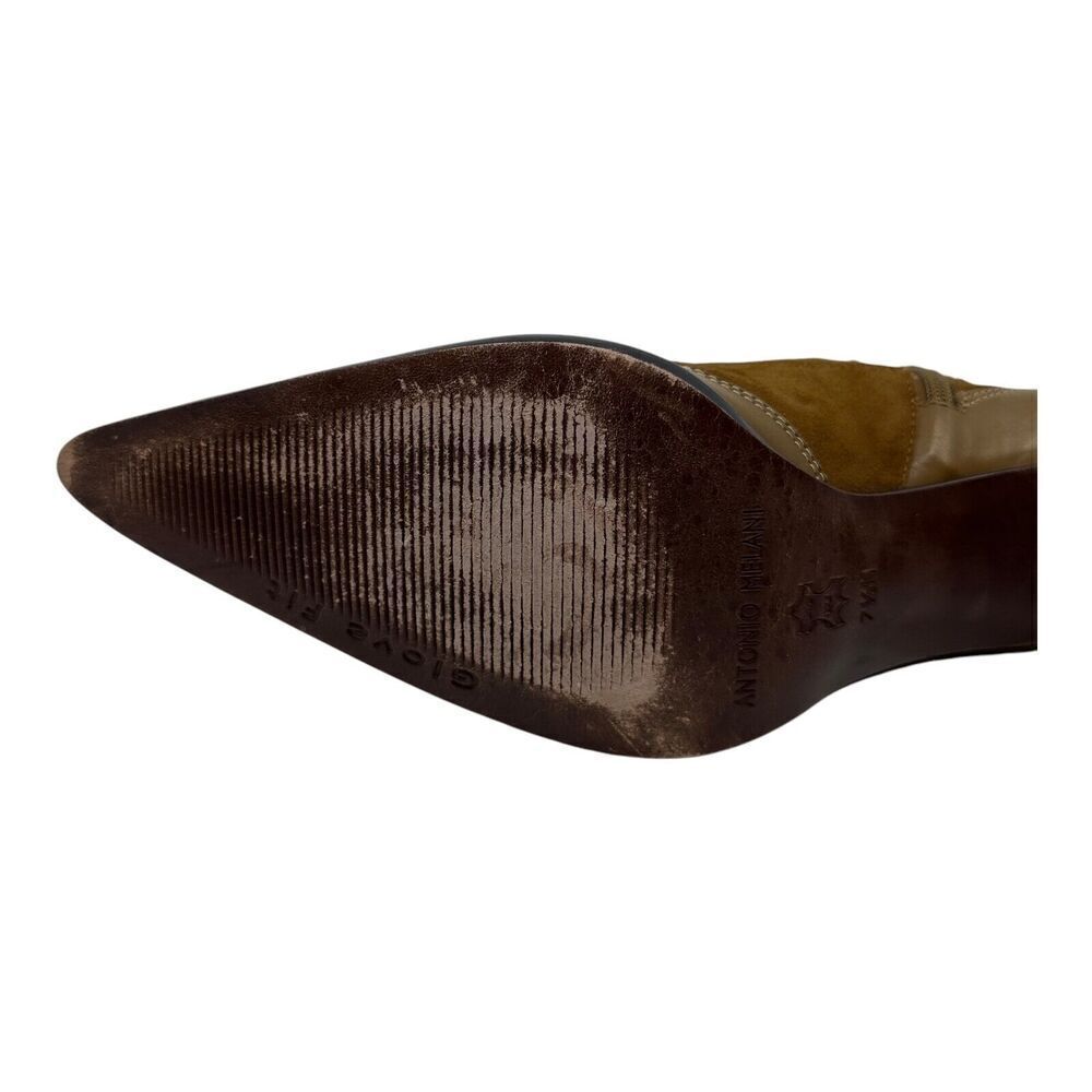 Antonio Melani Western Boots Women 7.5M Brown Suede Gold Pointed Kitten Heel - Picture 5 of 15